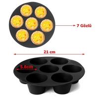 7 Gözlü Silikon Çok Amaçlı Airfryer Muffin Cupcake Kek ve Çörek Pişirme Kalıbı