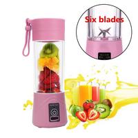 Portatif Taşınabilir El Blender 380 Ml Usb Şarjlı Pembe